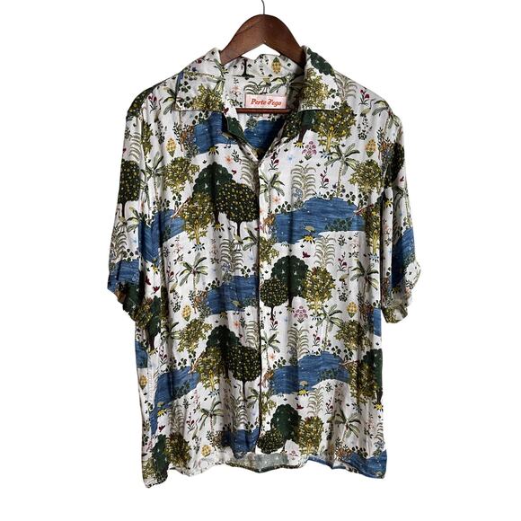 Perte d'ego "Bora Bora" Half Sleeve Shirt Coastal Vacation Button-Up Mens Medium - Picture 1 of 10